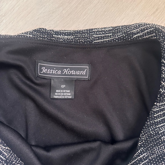 Jessica Howard Women's Black Silver Metallic Glitter Knit Mini Dress Size 6 - Picture 2 of 2